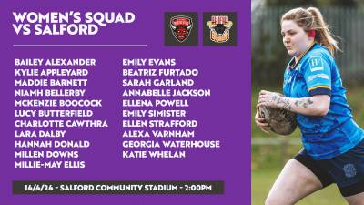 WOMEN'S SQUAD NAMED FOR SALFORD CLASH