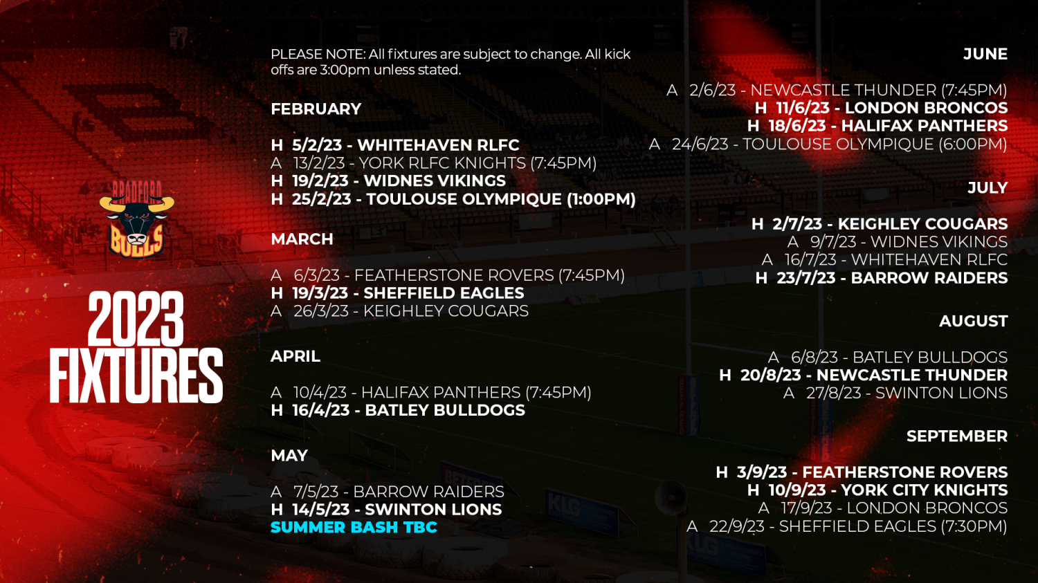 2023 BETFRED CHAMPIONSHIP FIXTURES REVEALED