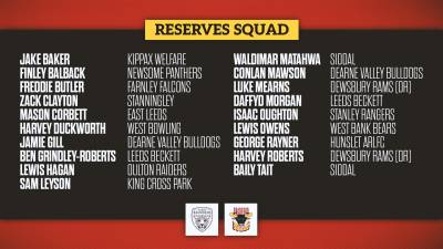 RESERVES SQUAD NAMED FOR LEIGH LEOPARDS CLASH