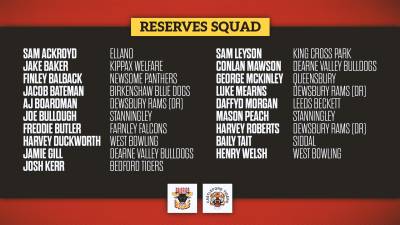 RESERVES SQUAD NAMED FOR TIGERS CLASH