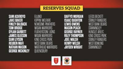 RESERVES SQUAD NAMED FOR KR CLASH
